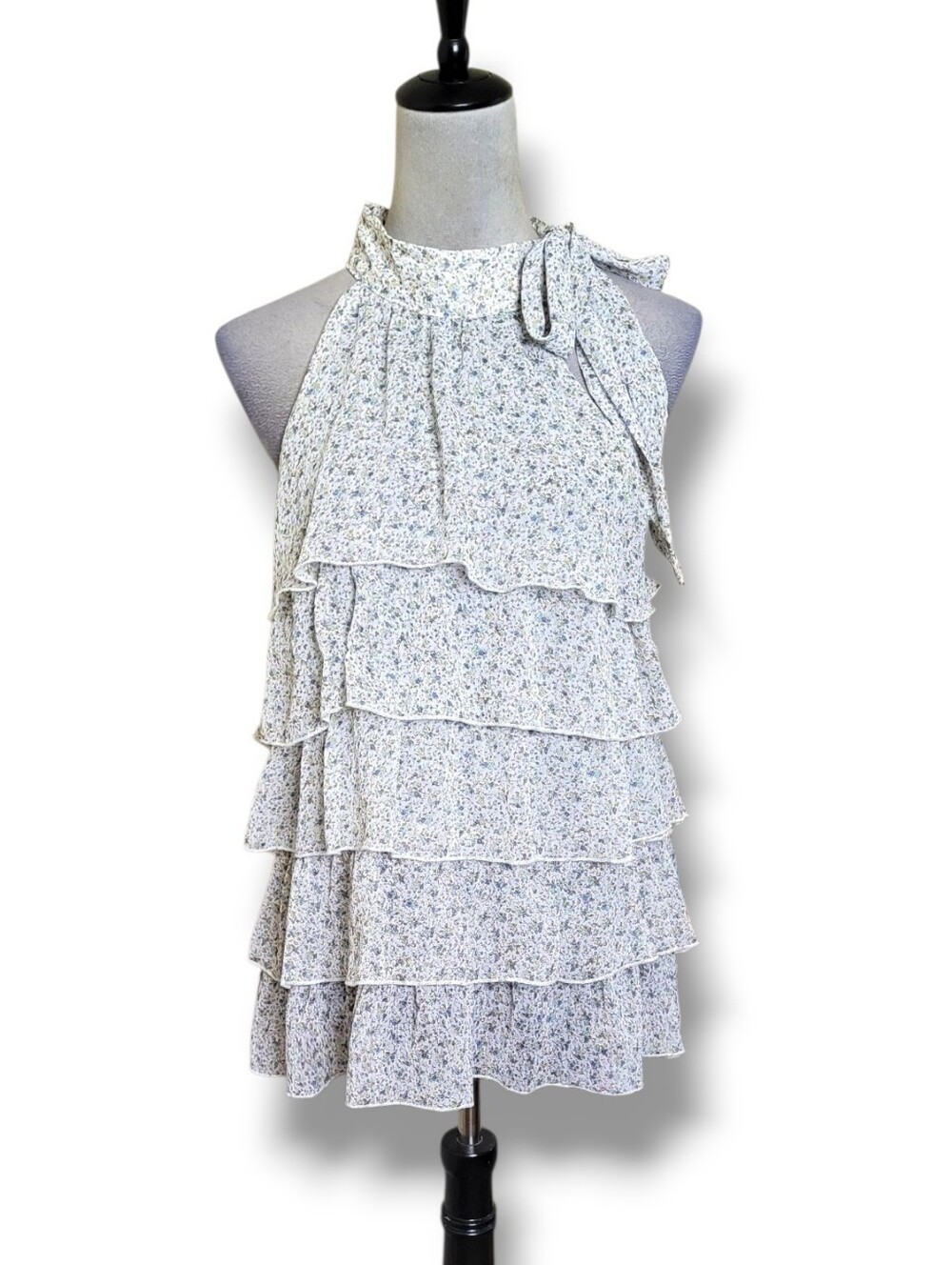 Love Rocks Ditsy Floral Halter Top Ruffles
